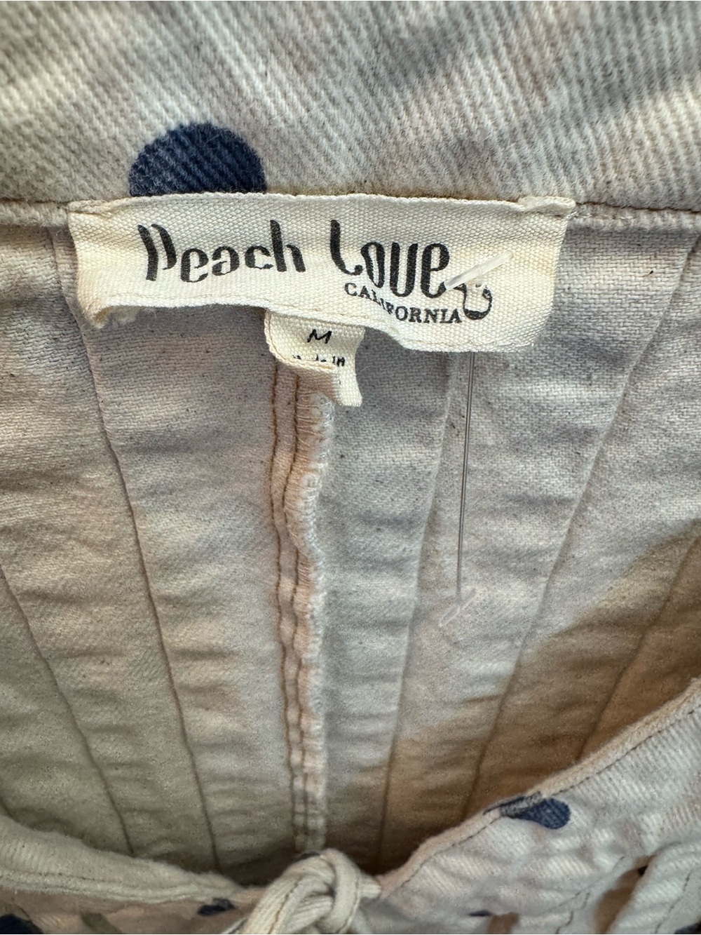 Peach Love Sweet Denim Polka Dot Loran Cream Romper - Picture 5 of 12